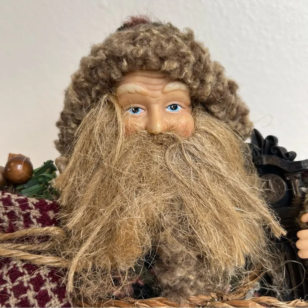 Dan Dee Collectors Choice Santa Round Toy Sack Grandfather Clock Rustic Stuffie